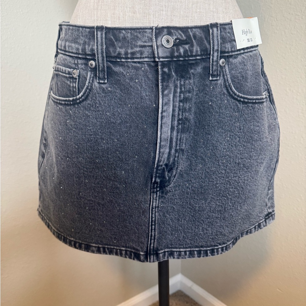 NWT Abercrombie Black Denim Sparkle Skirt